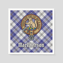 Clan MacPherson Crest over Blue Dress Tartan Napkins