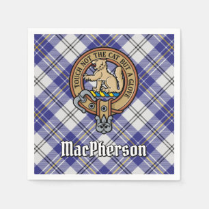 Clan MacPherson Crest over Blue Dress Tartan Napkins