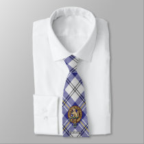 Clan MacPherson Crest over Blue  Dress Tartan Neck Tie