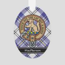Clan MacPherson Crest over Blue Dress Tartan Ornament