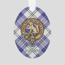 Clan MacPherson Crest over Blue Dress Tartan Ornament