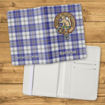 Clan MacPherson Crest over Blue Dress Tartan Passport Holder
