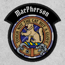 Clan MacPherson Crest over Blue Dress Tartan Patch