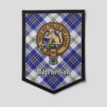 Clan MacPherson Crest over Blue Dress Tartan Pennant