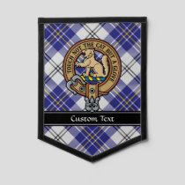 Clan MacPherson Crest over Blue Dress Tartan Pennant