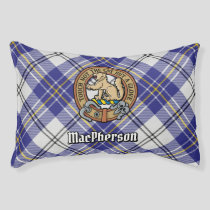 Clan MacPherson Crest over Blue Dress Tartan Pet Bed