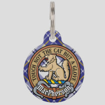 Clan MacPherson Crest over Blue Dress Tartan Pet ID Tag