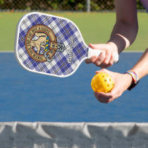 Clan MacPherson Crest over Blue Dress Tartan Pickleball Paddle