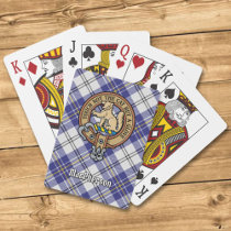 Clan MacPherson Crest over Blue Dress Tartan Poker Cards