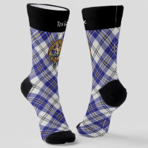 Clan MacPherson Crest over Blue Dress Tartan Socks