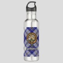 Clan MacPherson Crest over Blue Dress Tartan Stainless Steel Water Bottle