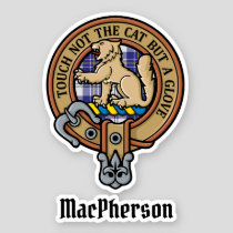 Clan MacPherson Crest over Blue Dress Tartan Sticker