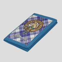 Clan MacPherson Crest over Blue Dress Tartan Trifold Wallet