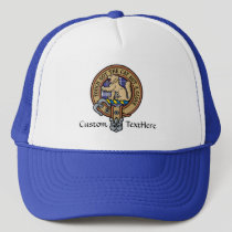 Clan MacPherson Crest over Blue Dress Tartan Trucker Hat