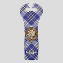Clan MacPherson Crest over Blue Dress Tartan Wine Bag