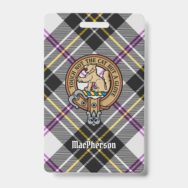 Clan MacPherson Crest over Dress Tartan Badge (Front)