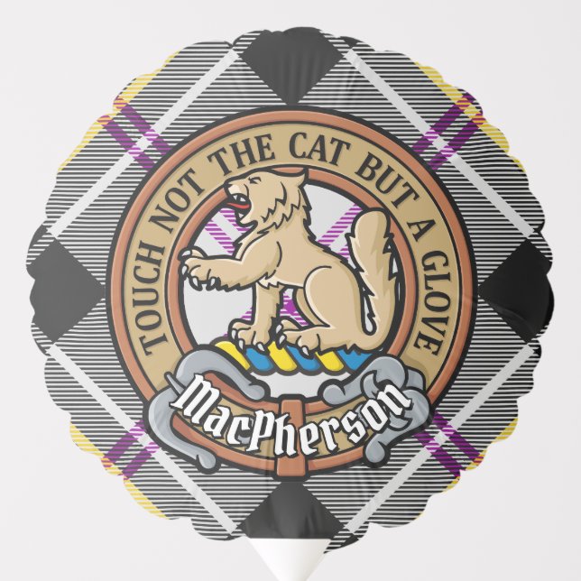 Clan MacPherson Crest over Dress Tartan Balloon (Front)