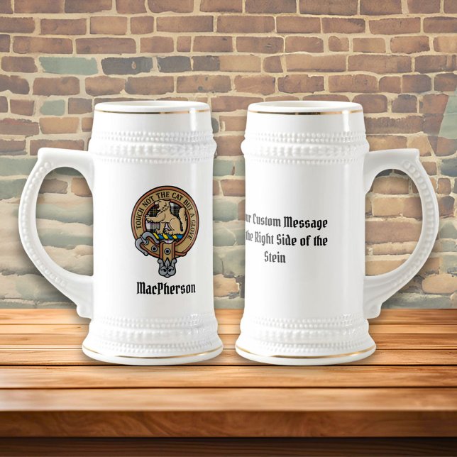 Clan MacPherson Crest over Dress Tartan Beer Stein (Creator Uploaded)