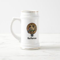 Clan MacPherson Crest over Dress Tartan Beer Stein
