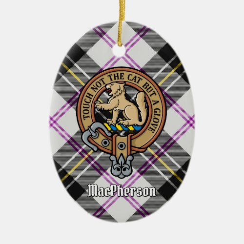 Clan MacPherson Crest over Dress Tartan Ceramic Ornament