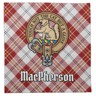 Clan MacPherson Crest over Dress Tartan Cloth Napkin