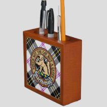 Clan MacPherson Crest over Dress Tartan Desk Organizer