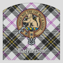 Clan MacPherson Crest over Dress Tartan Door Sign
