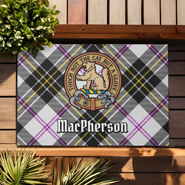 Clan MacPherson Crest over Dress Tartan Doormat (Creator Uploaded)