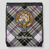 Clan MacPherson Crest over Dress Tartan Drawstring Bag