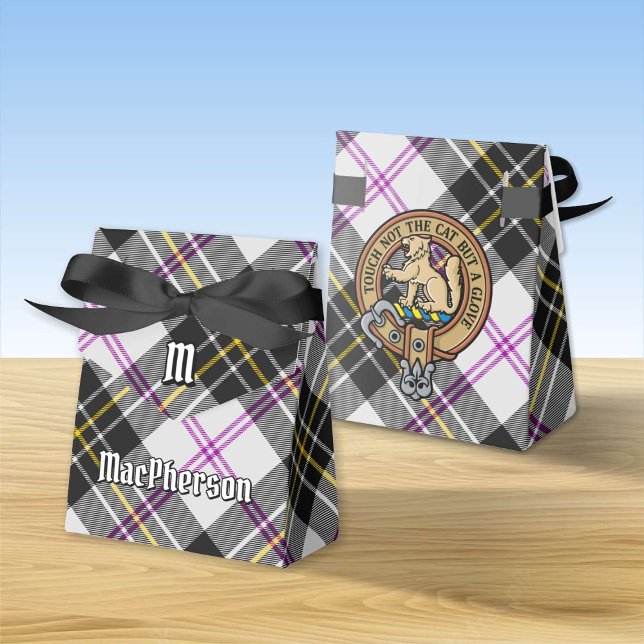 Clan MacPherson Crest over Dress Tartan Favor Boxes (Creator Uploaded)