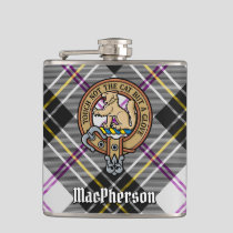 Clan MacPherson Crest over Dress Tartan Flask