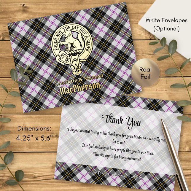 Clan MacPherson Crest over Dress Tartan Foil Invitation Postcard (Creator Uploaded)