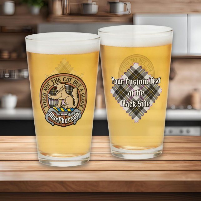 Clan MacPherson Crest over Dress Tartan Glass (Creator Uploaded)