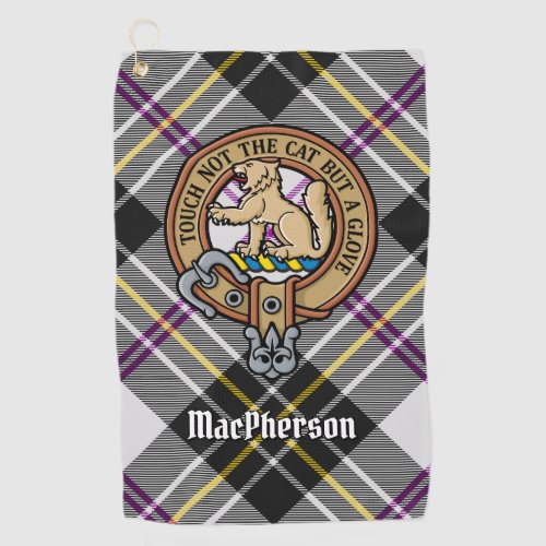 Clan MacPherson Crest over Dress Tartan Golf Towel