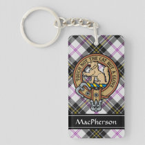 Clan MacPherson Crest over Dress Tartan Keychain