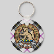 Clan MacPherson Crest over Dress Tartan Keychain