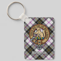 Clan MacPherson Crest over Dress Tartan Keychain