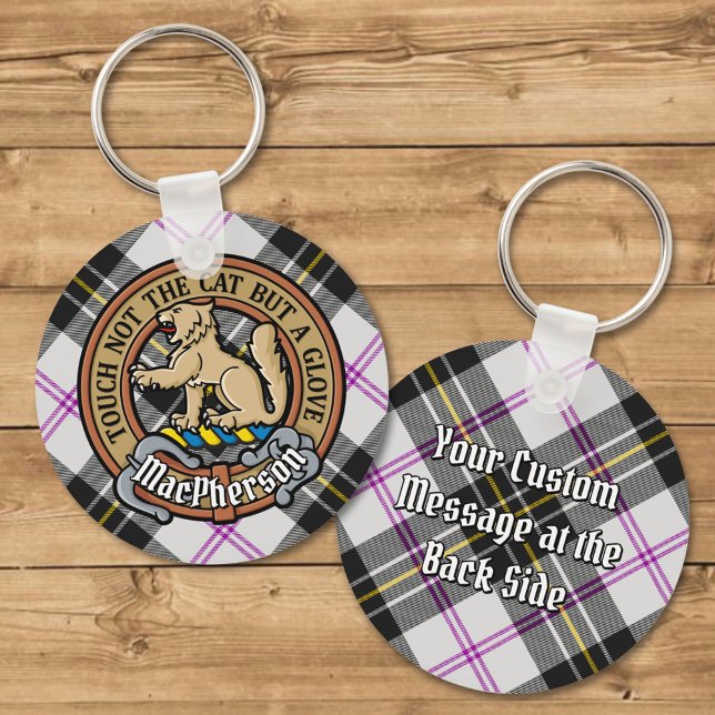 Clan MacPherson Crest over Dress Tartan Keychain (Creator Uploaded)