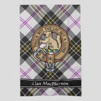 Clan MacPherson Crest over Dress Tartan Kitchen Towel