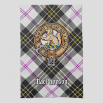 Clan MacPherson Crest over Dress Tartan Kitchen Towel