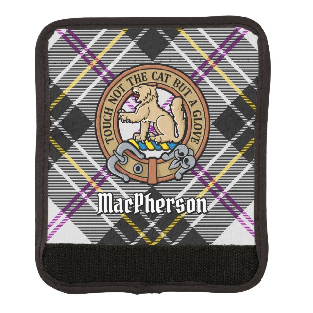 Clan MacPherson Crest over Dress Tartan Luggage Handle Wrap (Front)