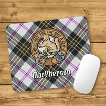 Clan MacPherson Crest over Dress Tartan Mouse Pad