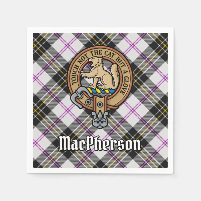 Clan MacPherson Crest over Dress Tartan Napkins (Front)