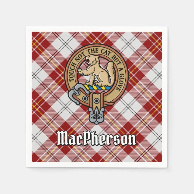 Clan MacPherson Crest over Dress Tartan Napkins (Front)
