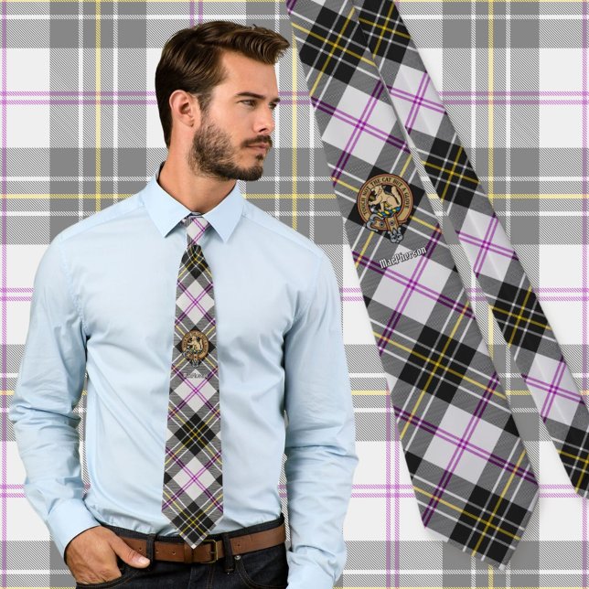 Clan MacPherson Crest over Dress Tartan Neck Tie (Creator Uploaded)