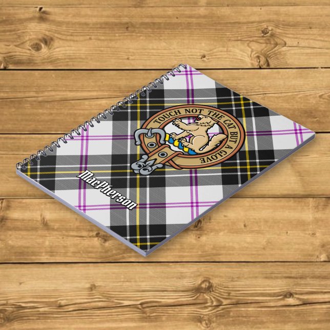 Clan MacPherson Crest over Dress Tartan Notebook (Creator Uploaded)