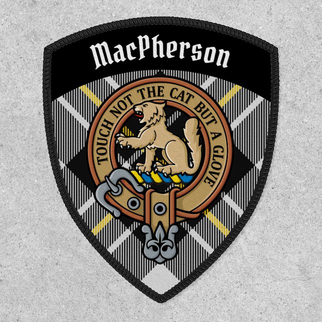 Clan MacPherson Crest over Dress Tartan Patch (Front)