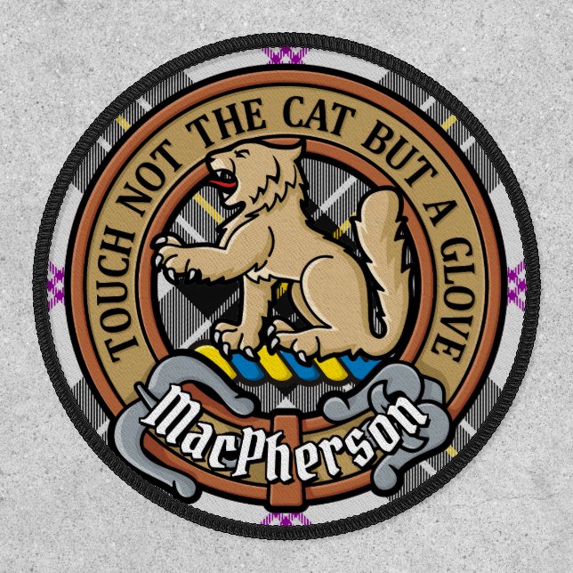 Clan MacPherson Crest over Dress Tartan Patch (Front)
