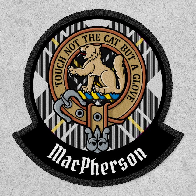 Clan MacPherson Crest over Dress Tartan Patch (Front)