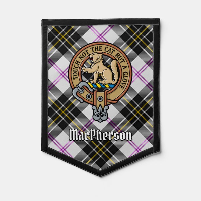 Clan MacPherson Crest over Dress Tartan Pennant (Front)
